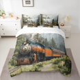 thumbnail image 2 of Manfei Retro Train 7 Pieces Bedding Comforter Set,Western Steam Engine Full Bedding Set,Green Plant Tree Fitted Sheet Flat Sheet For Kids,Breathable Home Decor Reversible, 2 of 8