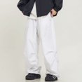 thumbnail image 1 of Pantalones rectos de pierna ancha con cordón plisado, pantalones casuales funcionales de hip hop con tobillos atados, monos sueltos, 1 of 5