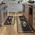 thumbnail image 2 of 2 Piece Coffee Themed Kitchen Rug Set, Soft and Absorbent Kitchen Floor Mats, Vintage Style Decor 17x30+17x47 Inches, 2 of 6