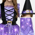 thumbnail image 5 of Joyfy Light Up Witch Costume Set for Girls, Starry Witch Dress with Broom Belt Hat for Kids and Toddlers, Perfect for Halloween Party Dress-Up Cosplay (5-12 Years), 5 of 10