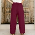 thumbnail image 7 of Gaecuw Wide Leg Linen Pants for Women Palazzo Pants Relaxed Fit Long Pants Lounge Trousers Sweatpants Casual Loose Baggy Pants High Waisted Linen Summer Ankle Length Workout Pants with Pockets Solid, 7 of 7