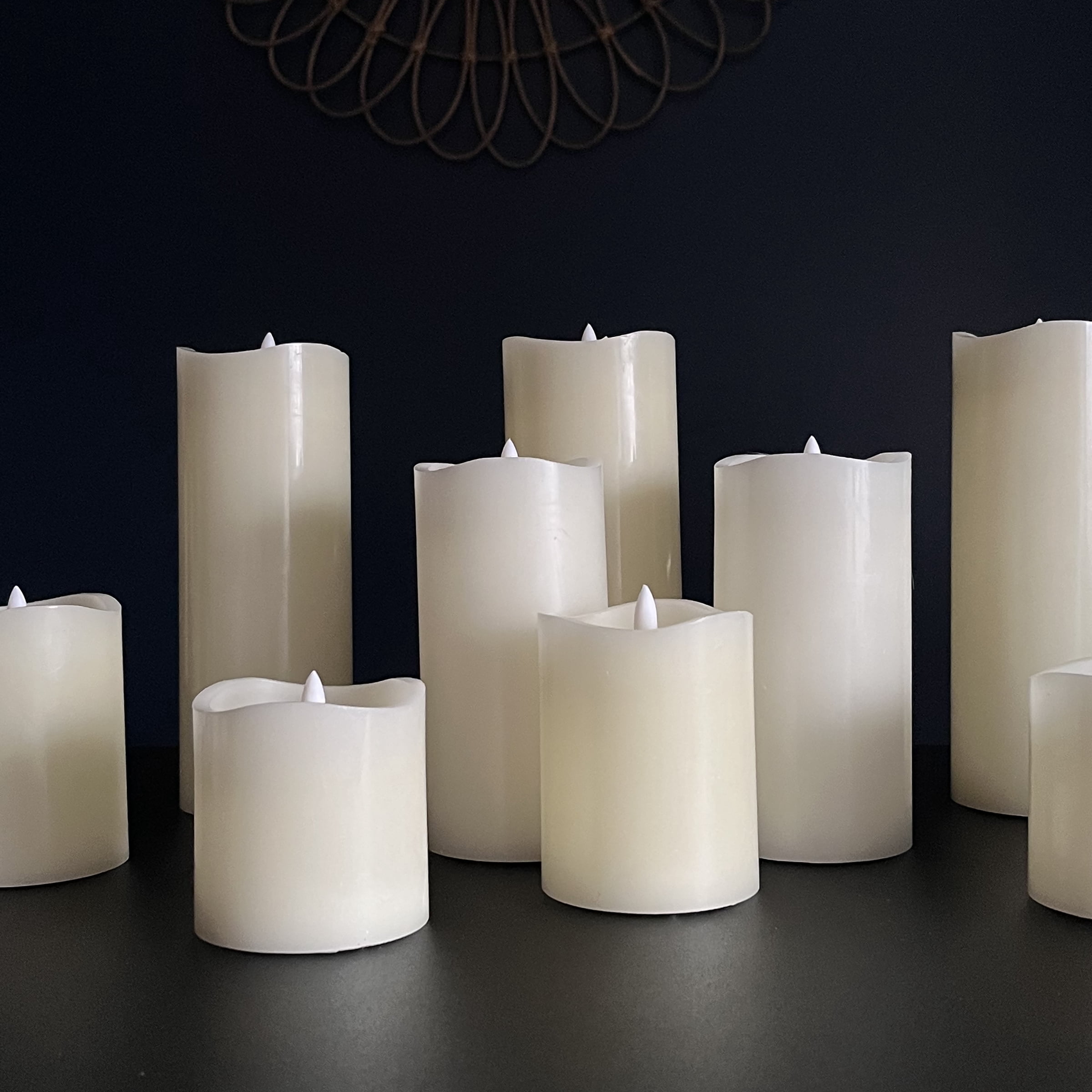Stonebriar 3 Count Ivory Real Wax 3x4 Flameless LED Pillar Candles with Remote and Timer