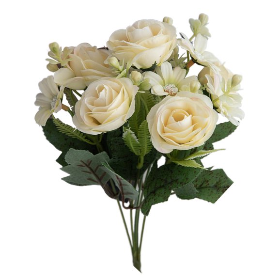 Cinvoph Fake Flower for Vase Handheld Wedding Artificial Rose Bouquet for Home Living Room Wedding Ceremony Romantic Modern Decor 12.5"