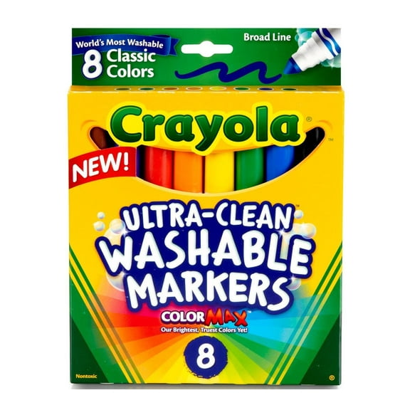 Crayola Broad Line Washable Markers, 8 Markers, Classic Colors Pack of 10