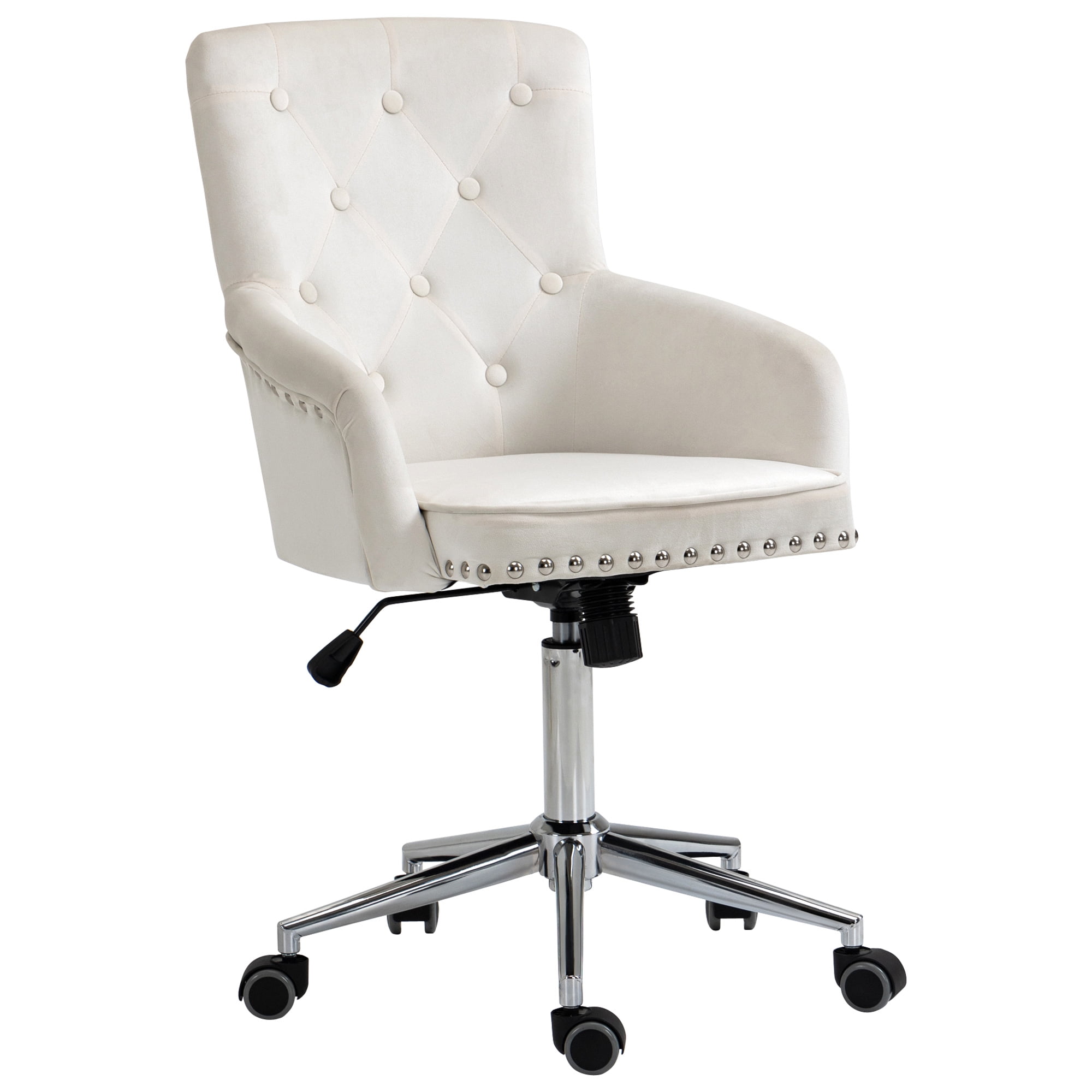 Modern Midback Desk Chair with Nailhead Trim, Swivel Home
