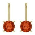 thumbnail image 3 of Clara Pucci 2 ct Brilliant Round Cut Drop Dangle VVS1 Genuine Conflict free Red Zircon Solid 18K Yellow Gold Designer Everyday Earrings Lever Back, 3 of 5