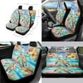 thumbnail image 2 of Renewold Sea Turtle Plumeria Starfish Car Seat Covers Full Set 14 PCS, with Steering Wheel Seat Belt Pads Coasters Waste Bin Armrest Pad Cup Holders Rearview Mirror Handbrake Cover Set, 2 of 7