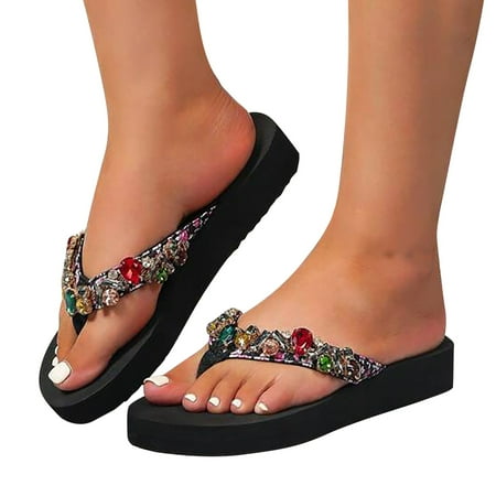 

PEASKJP Womens Sandals Dressy Topic Open Toe Buckle Ankle Strap Espadrilles Flatform Wedge Casual Sandal (Black 8.5)