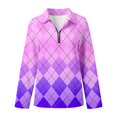 thumbnail image 7 of SONXAHE Argyle Quarter-Zip Long-Sleeve Polo Shirt for Women Athletic Golf Everyday Blouse, 7 of 7