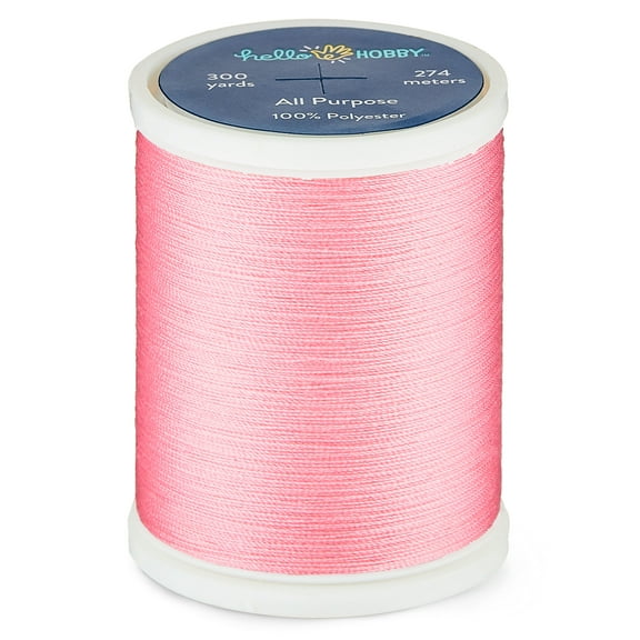 Hello Hobby Rose Pink 100% Polyester All Purpose Thread, 300 Yards