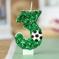 thumbnail image 1 of Vela de cumpleaños con flores artificiales de fútbol, decoración para tarta de fútbol de 9.º cumpleaños, velas de nueve años con purpurina verde y número 9 para cupcakes, decoración para fiestas de cu, 1 of 2