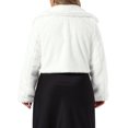 thumbnail image 3 of Agnes Orinda Women's Plus Size Cropped Faux Fur Jacket Lapel Collar Open Front Long Sleeve Soft Fluffy Coat Warm Elegant Wedding Outerwear  3X White, 3 of 6