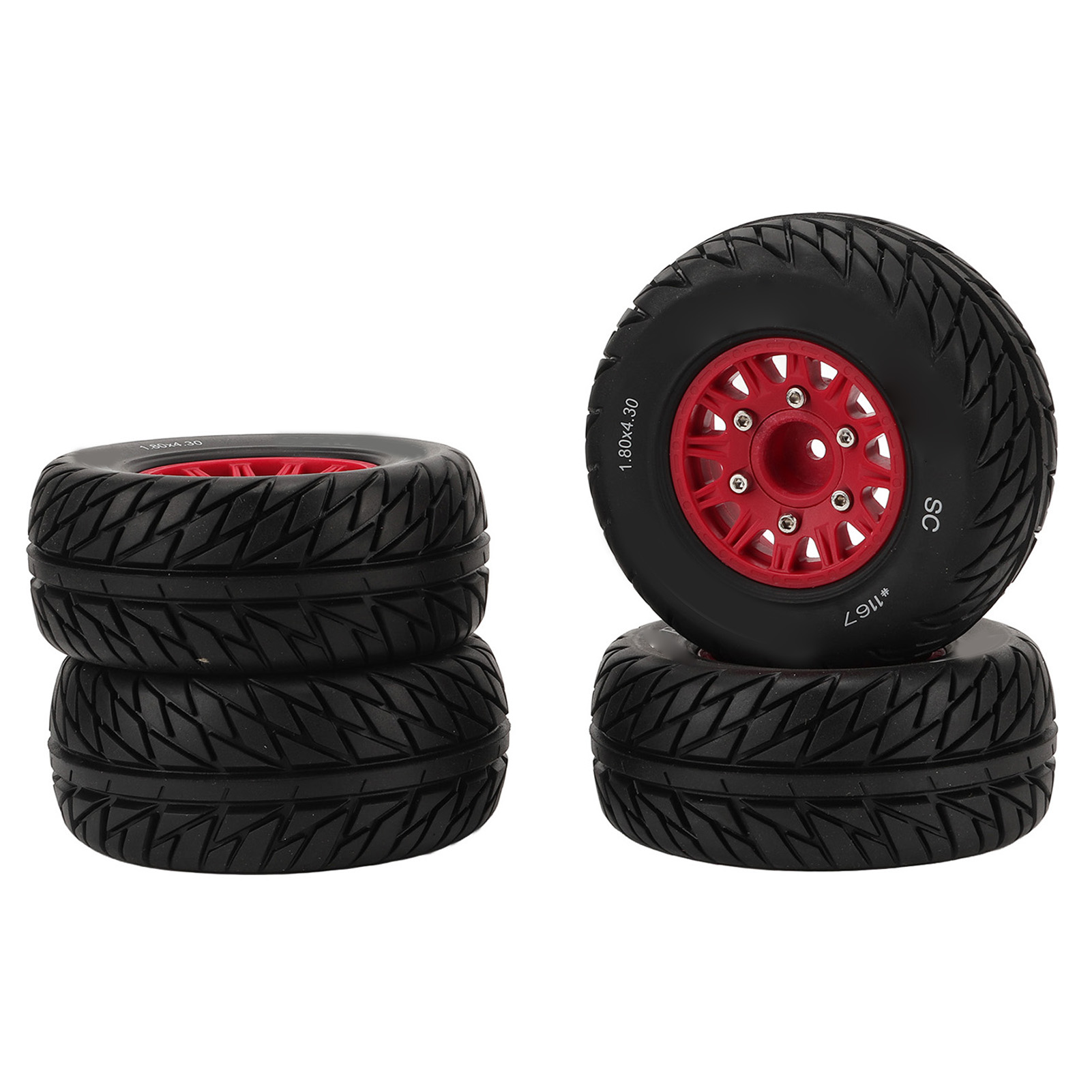 1:10 Short Truck Tires, Stable Nimble RC Truck Tires For Short Truck Red 