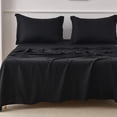 thumbnail image 4 of Jessy Home Bed Sheets Set 4 Piece Twin Sheet Set Black Cotton Blend Fitted Sheet, Flat Sheet & 2 Pillowcases Bedding Set, 4 of 11