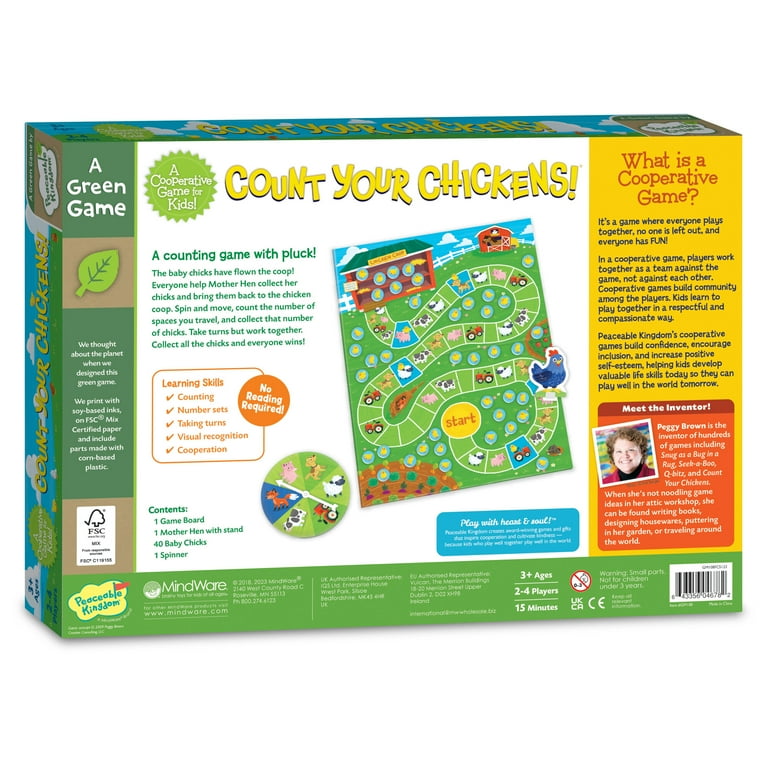 Peaceable Kingdom Count Your Chickens! Kids Board Game - 2 to 4