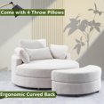 thumbnail image 3 of Aukfa 51" Oversized Accent Chair with Half-moon Storage Ottoman Set for Living Room, 5 Pillows, Linen, Beige, 3 of 9