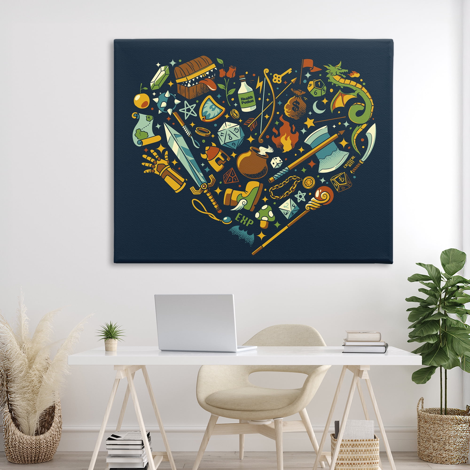 Stupell Industries Board Game RPG Trinkets Canvas Wall Art, design by Tobe Fonseca