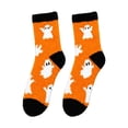 thumbnail image 2 of Huowey Halloween Fuzzy Socks For Men Women Crew Socks Cat Ghost Pattern Halloween Gift Fall Winter Warm Comfort Festival Party Lounging Home Socks,Orange, 2 of 3