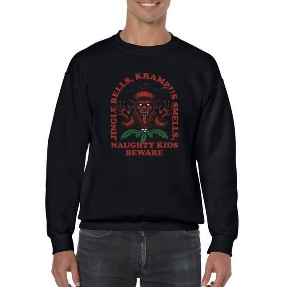 Jingle Bells, Krampus Smells Dark Holiday Humor Men's Sweatshirt