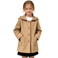 thumbnail image 2 of Girls Trench Coats Hooded Cute Windproof Wool Blend Peacoats Kid Girls Winter Jackets (Khaki), 2 of 6