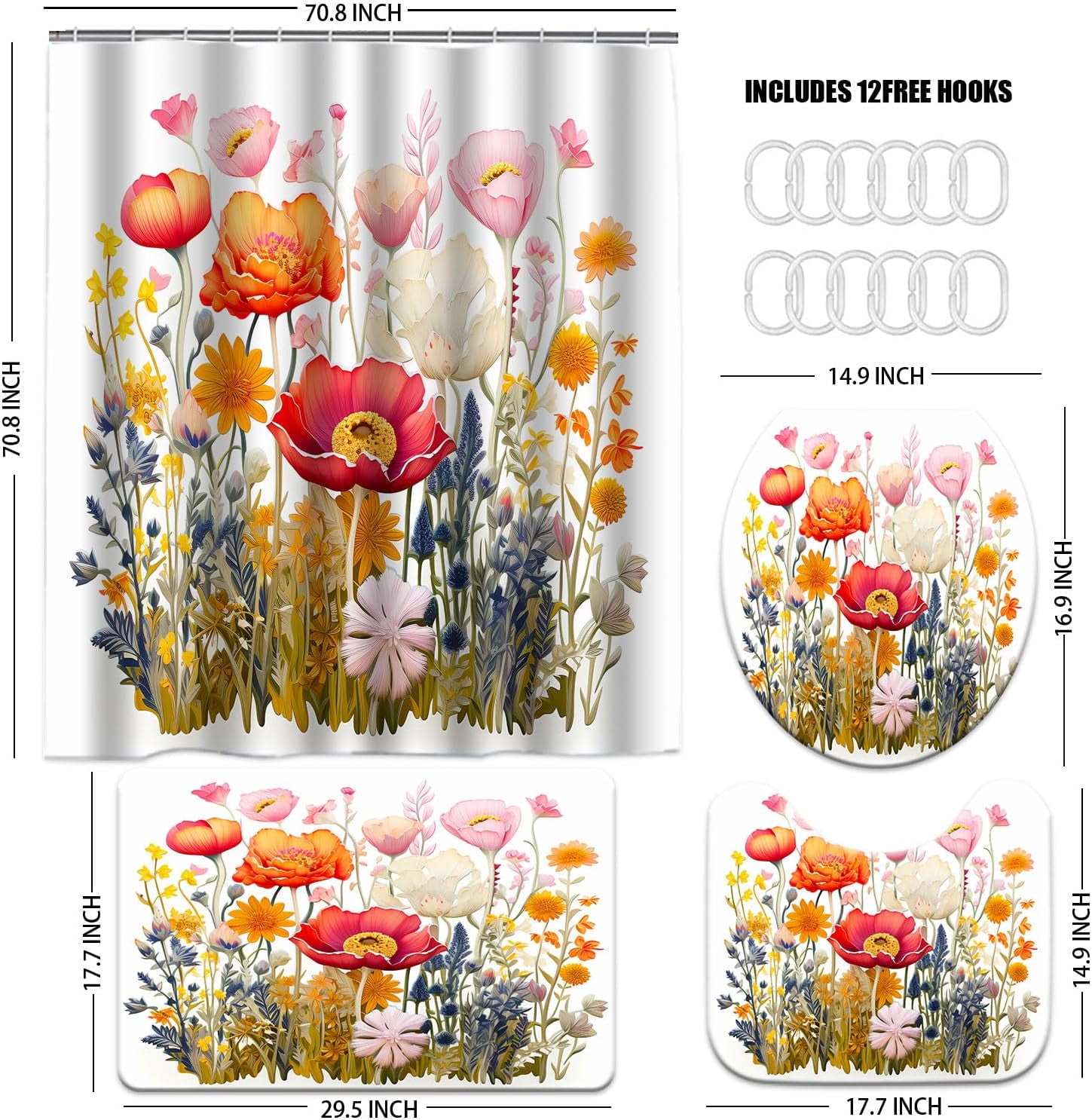 4 Pcs Colorful Gaming Shower Curtain Set for Boys Bathroom Decor Watercolor Gamepad Controller Bath Curtain with Anti-Slip Mat Kids Graffiti Game Shower 70.8x70.8in