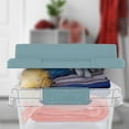 thumbnail image 5 of Hefty 18 Qt Hi-Rise Stackable Plastic Storage Bin w/Lid, 8 Pack, Smoke Blue, 5 of 12