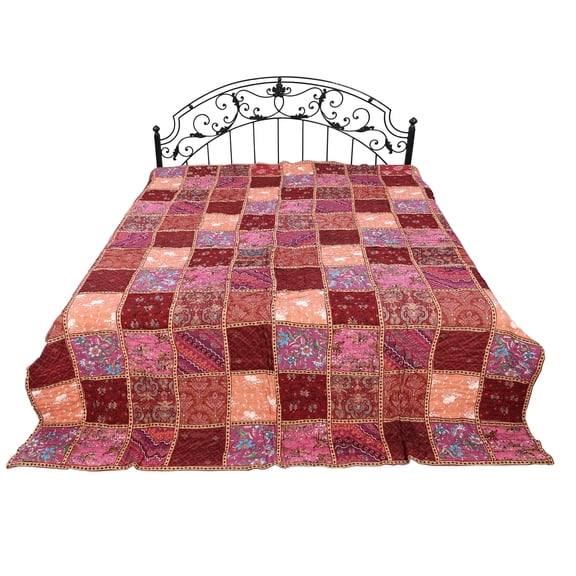 "Assorted" Patchwork Reversible Pure Cotton Quilt from Jaipur - Pure Cotton