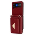 thumbnail image 6 of Allytech for Samsung Galaxy Z Flip 4 Wallet Case Cover, PU Leather Large Space Cards Slots Detachable Shoulder Strap Back Cover for Girls Women Shockproof Phone Case for Galaxy Z Flip 4 - Red, 6 of 10