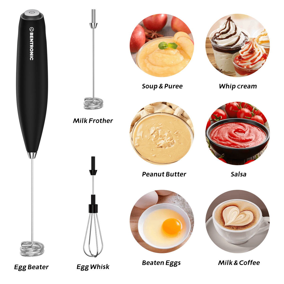 Jjyy 1pc/2pcs Frother Electric Milk Mixer Drink Foamer Coffee Egg