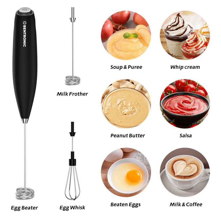 KORCCI Milk Frother Handheld, Protein Powder Mixer, Automatic Double Whisk  for Coffee, Battery Operated Electric Foamer Maker For Cappuccino, Lattes
