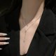 thumbnail image 4 of Collar llamativo con dije de circonio cúbico de doble capa de acero inoxidable Cadena clavicular (oro rosa), 4 of 5