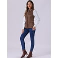 thumbnail image 3 of DARING DIVA Women's Rustic Button Up Utility Anorak Cargo Vest M Coffee, 3 of 6