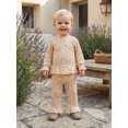 thumbnail image 4 of RUINIXCW Toddler Baby Girls Fall Outfit Fashion Floral Print Long Sleeve Ribbed Tops with Pants 2Pcs Set, 4 of 9