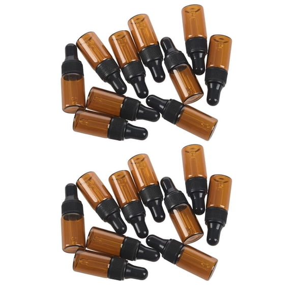 NEW 20Pcs 3Ml Empty Brown Glass Dropper Bottles with Pipette for Essential Oil