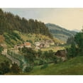 thumbnail image 3 of Ludwig Halauska 14x12 Black Modern Framed Museum Art Print Titled - A View of Waidhofen an Der Ybbs (The House of Scythe Manufacturer Baron Winkler) (1849), 3 of 5