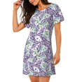 thumbnail image 2 of Fotbe Lavender Flowers Bata de Dormir para Mujer con Estampado, Camisón de Algodón de Manga Corta, Ropa de Dormir Casual, 2 of 6