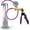 Purple + Gauge, variant on LeLuv® Premium Ultima Penis Pump, Brass w/ Purple Silicone Grips & Hose | 9" Length x 2.25" Cylinder WIDE Flange Cylinder