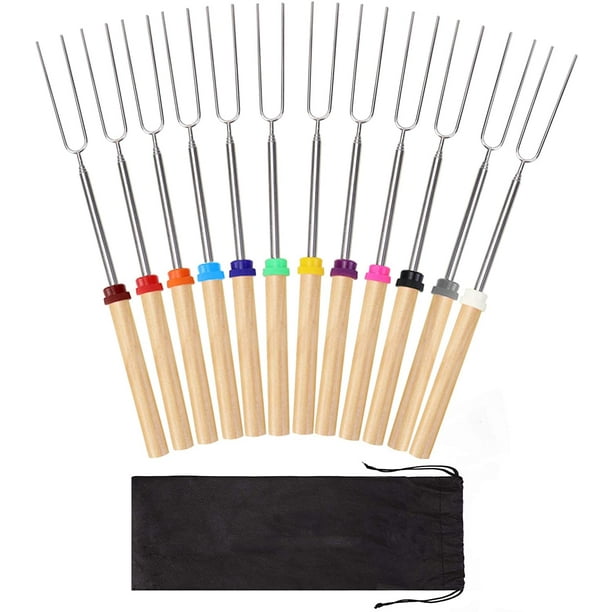 Marshmallow Roasting Sticks, Skewers Telescoping Rotating Forks Set Of