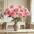 thumbnail image 6 of Gallickan 1pc 3-Head Artificial Dahlia Flower, 25.19in Faux Silk Large Bloom Stem, Realistic Peony for Home Table Wedding Decor, Pink, Style G, 6 of 6