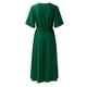 thumbnail image 4 of Vestido largo elegante con cuello en V y pliegues para mujer - Vestido midi fluido de gasa con corte en A - Adecuado para el trabajo, bodas, fiestas y uso diario, 4 of 5