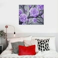thumbnail image 4 of COMIO  Purple Flower Wall Art Large Rose Canvas Painting Pictures Elegant Floral Bedroom Living Room Wall Decor, 4 of 4