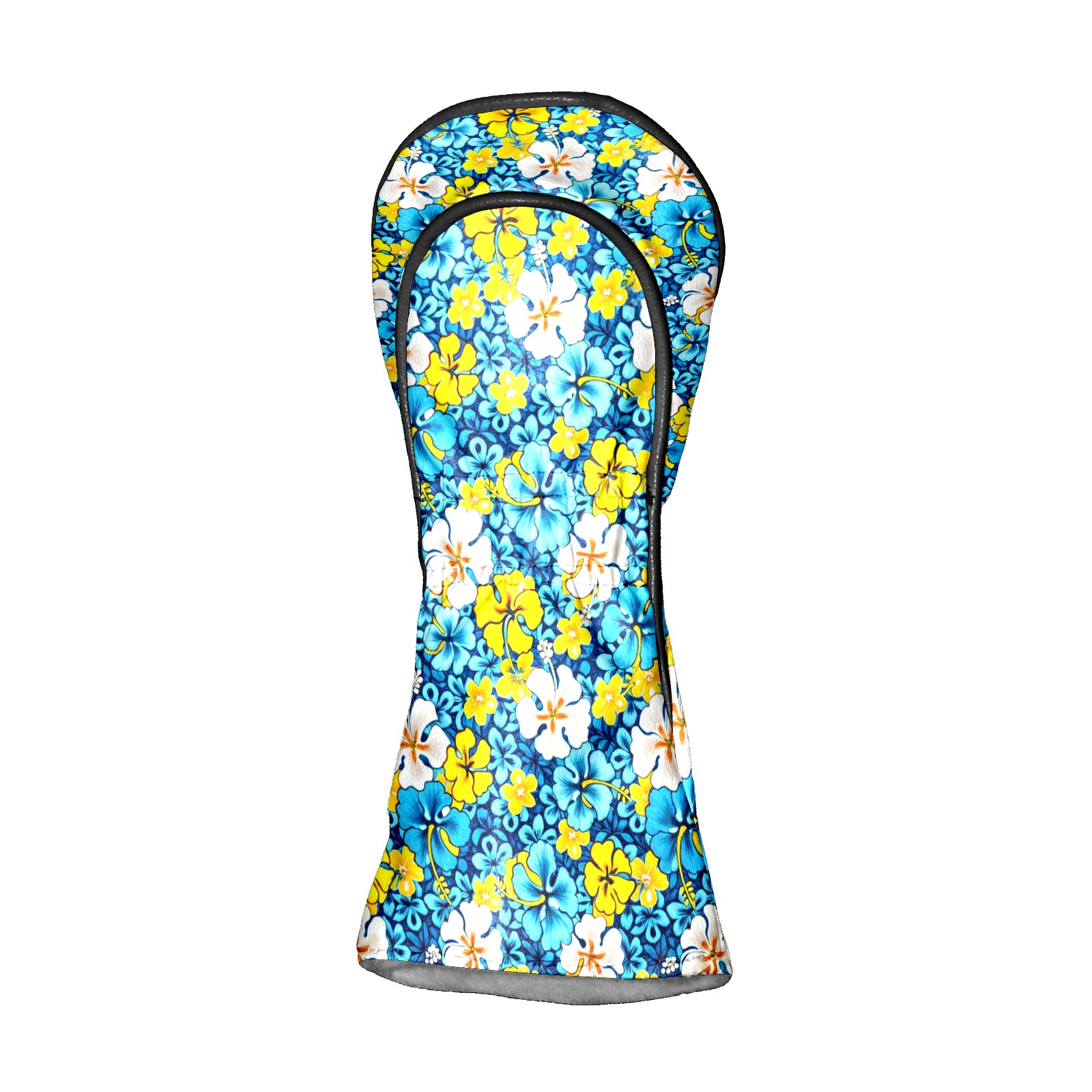 Golf Club Covers, Blue Flowers Premium PU Leather Driver Hybrid Putter Head Covers with Velvet Lining, Waterproof Golf Gifts for Men Women