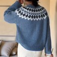thumbnail image 6 of Female Fair- Sweater Casual Vintage Crew Neck Knitted Sweater Cute Graphic Fall Fashion Pullover Jumper Tops Blue L, 6 of 10