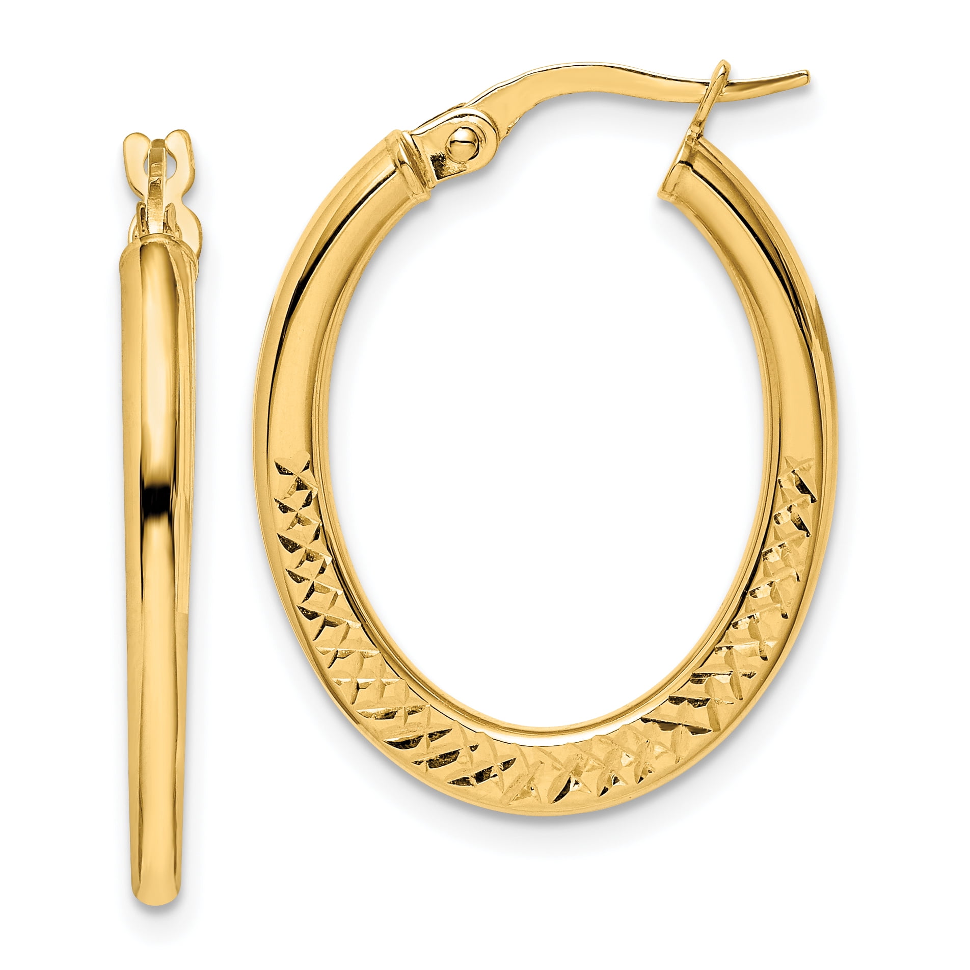 14K Yellow Gold Wire & Clutch Hoop Earrings