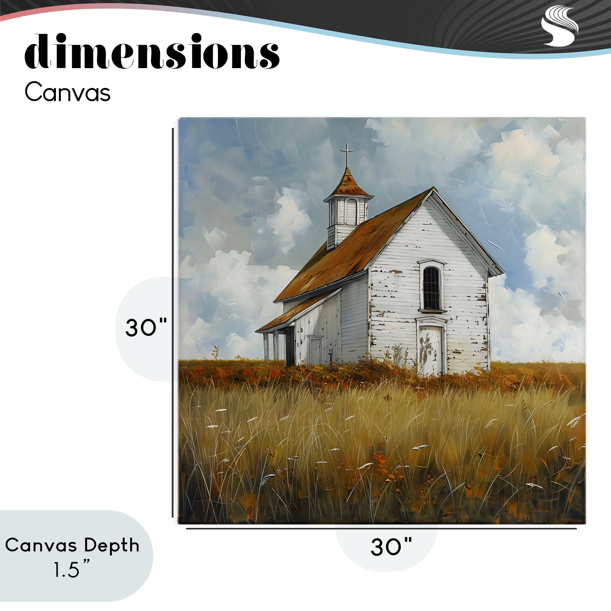 Stupell Industries Rustic Church in Field Canvas Wall Art, design by Creative Studio