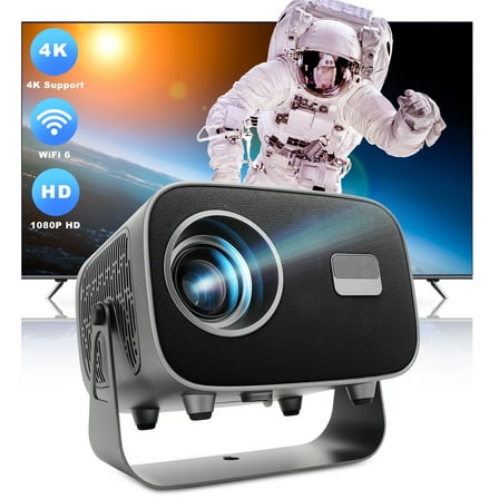 Mini Projector with WiFi and Bluetooth, 4K Support Portable Outdoor Movie Projector with Auto Keystone & 360°Adjustable Stand, 150'' Screen 1080P Proyector Compatible with TV Stick/iOS/Android/Laptop
