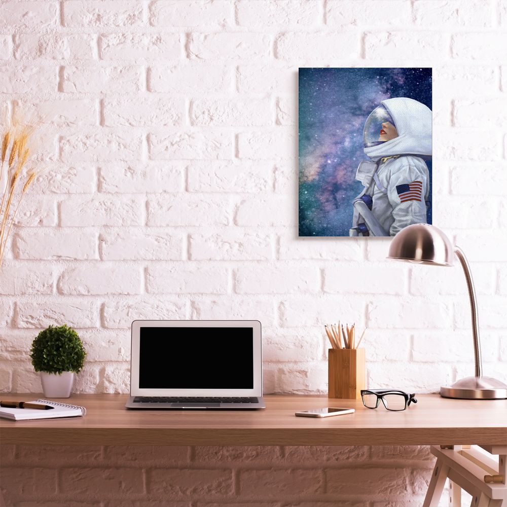 Stupell Industries Outer Space Astronaut Female Astronaut Lipstick Detail Canvas Wall Art Design by Ziwei Li, 24" x 30"