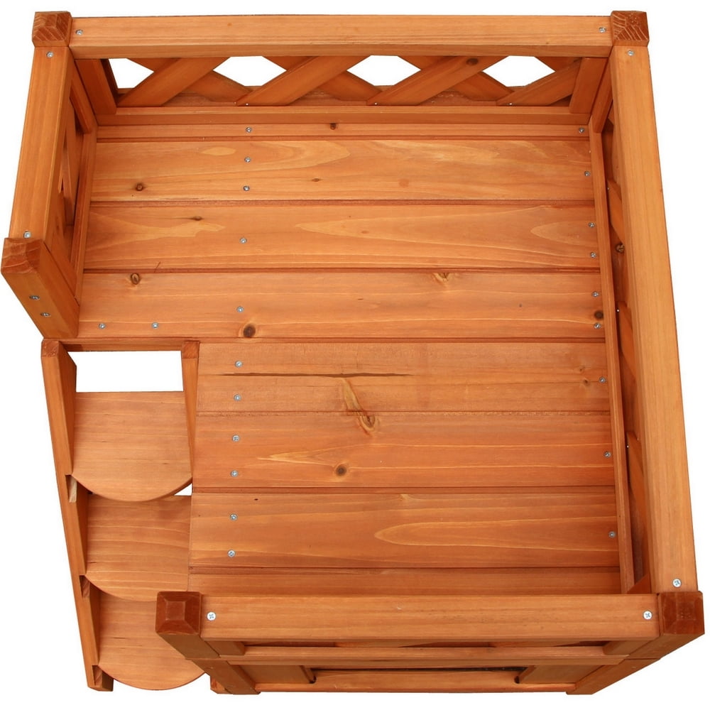 Confidence Pet Wooden Dog House Kennel with Balcony Walmart
