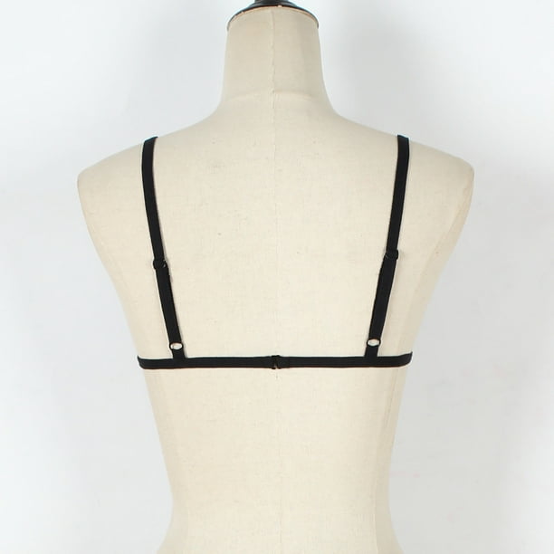 1-2PC Women Cage Bra Crop Top Sheer Harness Elastic Strap Lace Bra Bralette  S-L