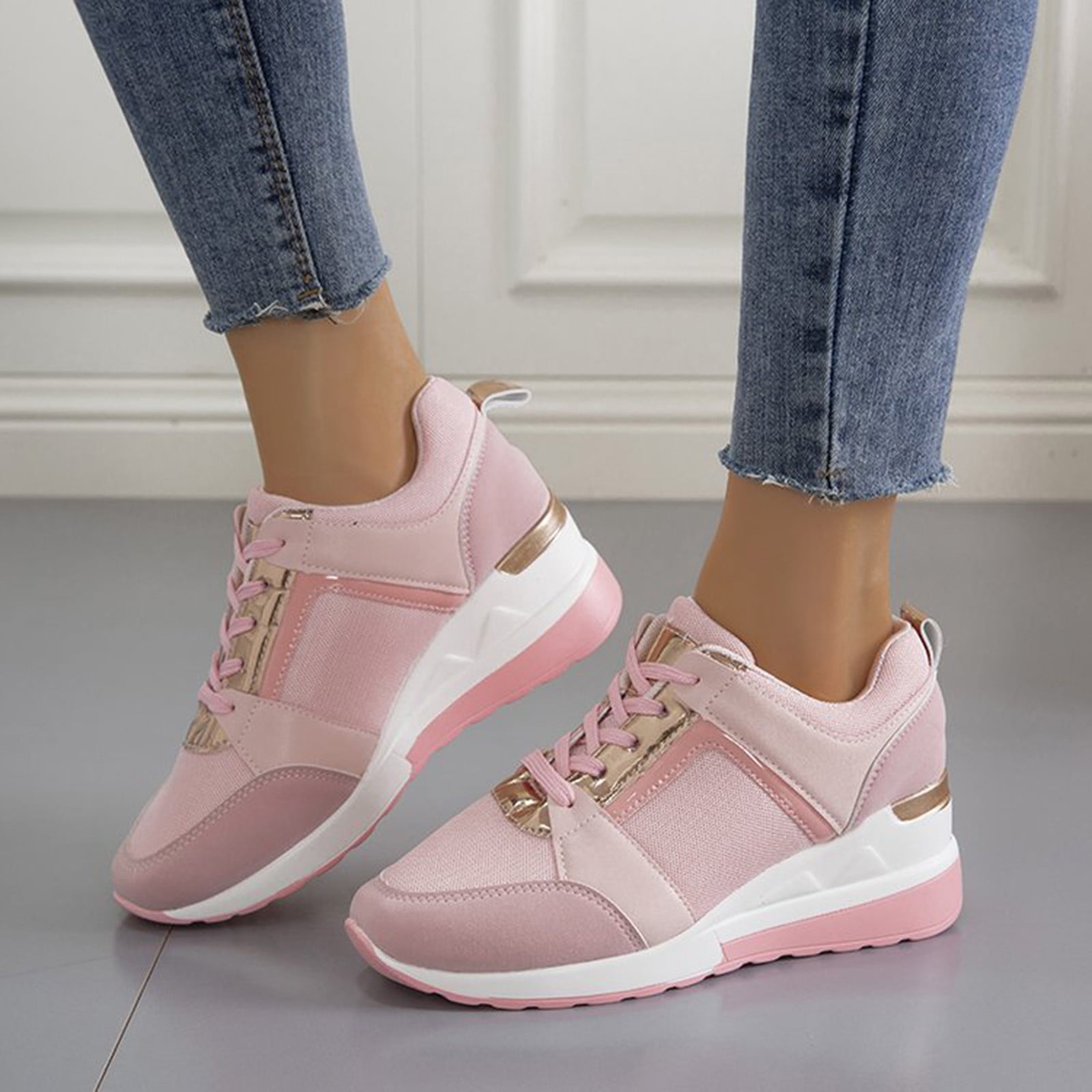 Sopiago Ladies Sneakers Women's Shoes Walking Lightweight Tennis Fashion Sneakers Sports Workout Gym Shoes for Running Pink,42
